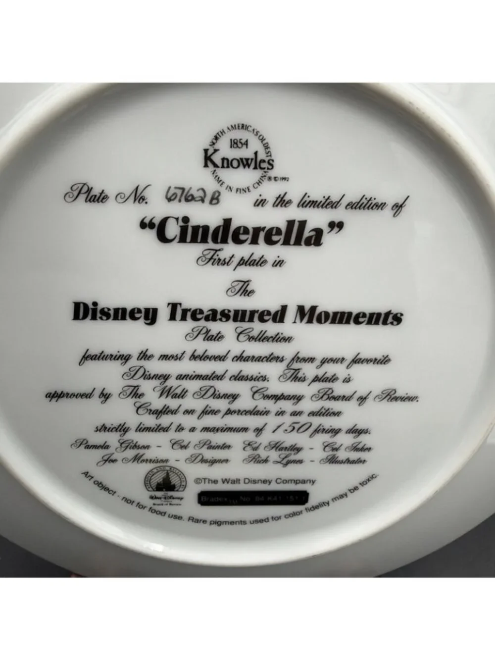 Bradford Exchange Walt Disney Cinderella Treasured Moments Plate 1 COA Box